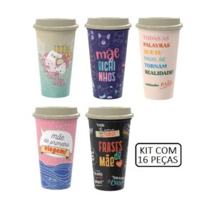 Kit Copos Dia das Mães Presente Brinde Lembrancinha 16 Peças Plasútil
