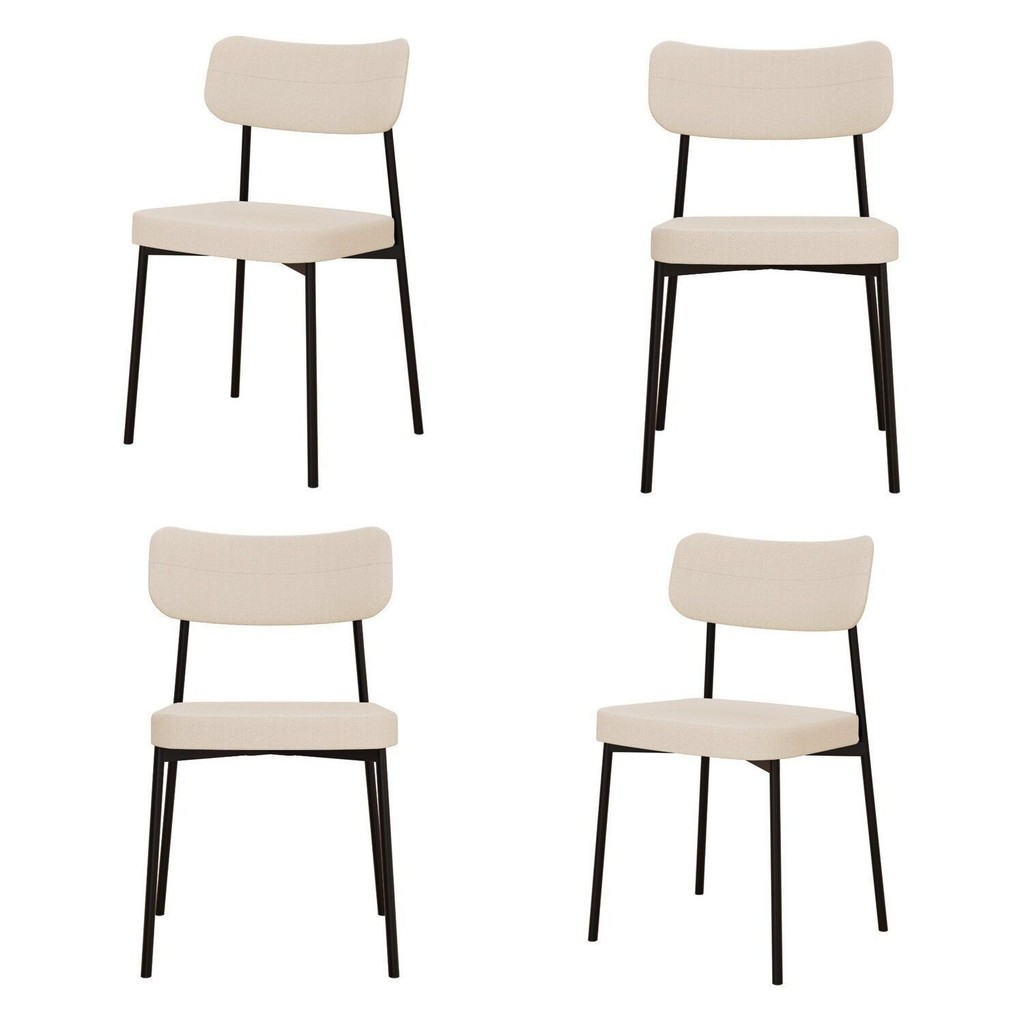 Kit 4 Cadeiras Sala de Jantar Mona Yescasa Veludo Areia 1 Kit com 4 Cadeiras para Sala de Jantar Mona Yescasa Areia Corriente