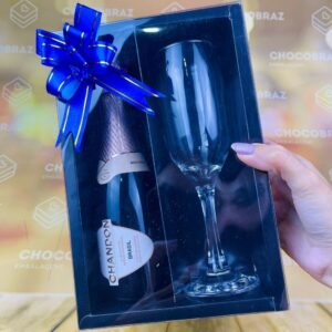05 ~ 10 Caixa PRETA com visor p/ Mini Champanhe e Taça ASSK (CHOCO)