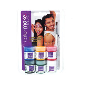 Tinta Facial Líquida 6 Cores 15ml + Pincel Color Make - Kit Completo para Maquiagem Artística