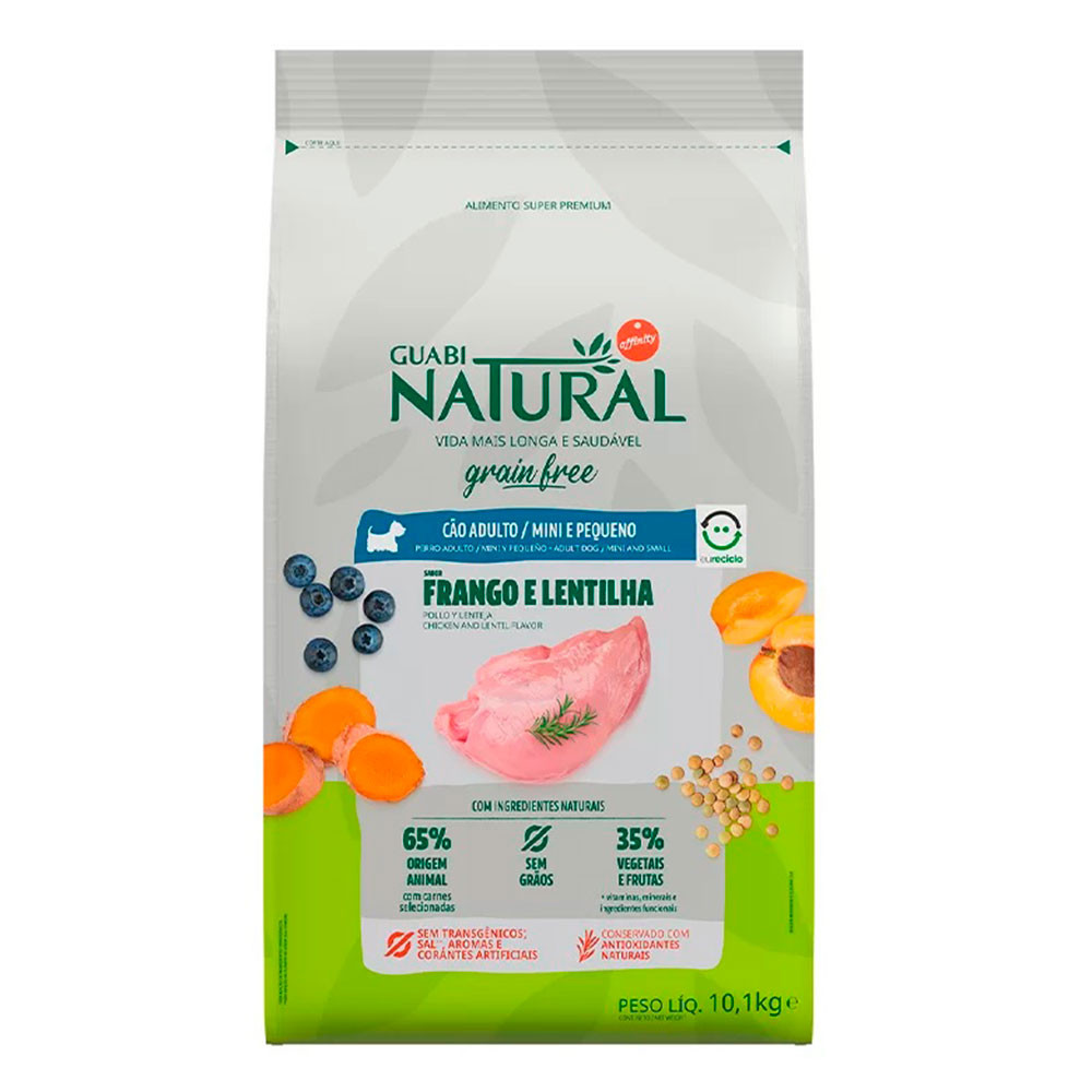 Ra??o Guabi Natural C?es Mini e Pequenas Frango 10,1kg 1 Ração Guabi Natural Cães Grain Free Adultos Raças Mini e Pequenas Frango e Lentilha 10,1kg