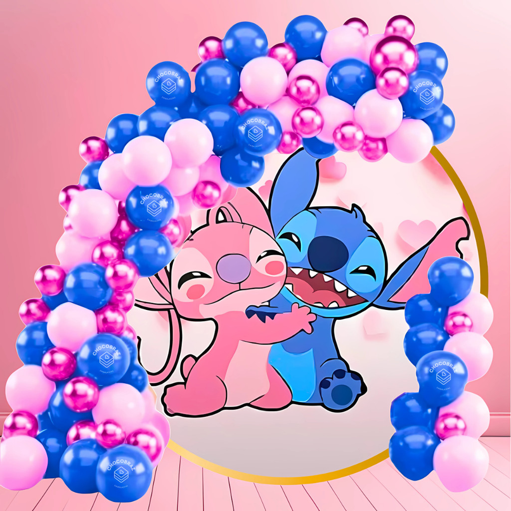 Kit 150 Bal?es Stitch e Angel Rosa, Azul e Pink Metalizado 1 Kit 150 Balões STITCH & ANGEL ROSA 7+ AZUL 7+ PINK Metalizado 5 - Balão Bexiga KIT76