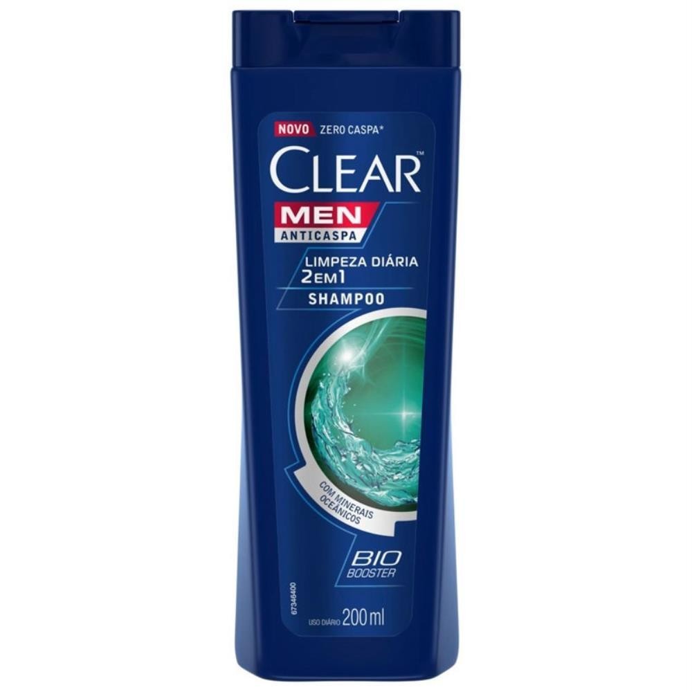 Clear Men Anticaspa 2 em 1 Limpeza Di?ria 200ml 1 Clear Men Shampoo Anticaspa Limpeza Diária 2 Em 1 Com 200Ml