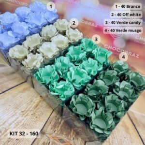 KIT 160 Forminhas Para Doces Finos OFFWHITE + VERDE CADY + PISTACHE CL + BRANCO