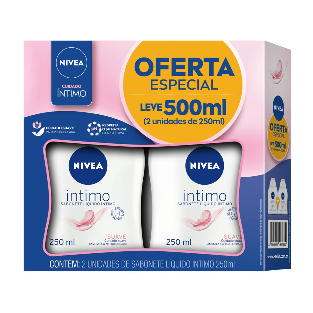 Kit Nivea Sabonete L?quido ?ntimo Suave 250ml x2 1 KIT NIVEA Sabonete Líquido Intimo Suave 250ml - 2 Unidades
