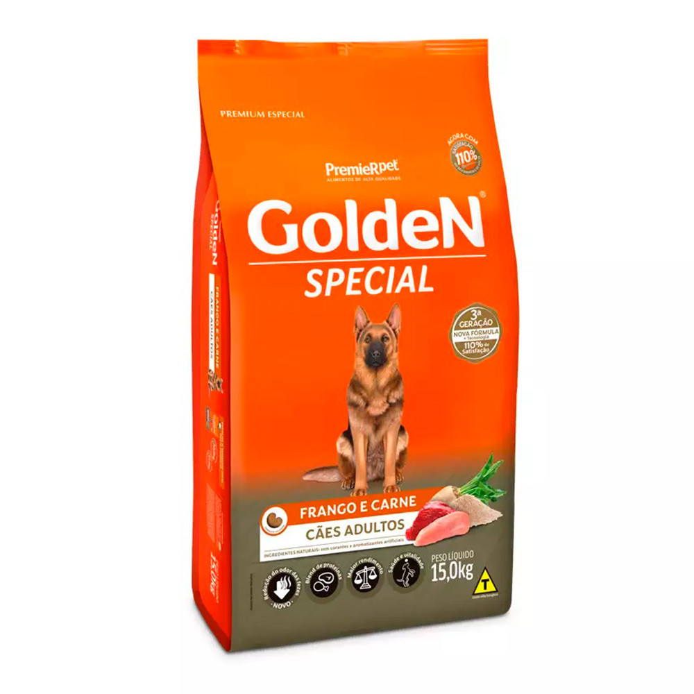 Ra??o Golden Special C?es Adultos Frango e Carne 15kg 1 Ração Premier Golden Special Cães Adultos Frango e Carne 15kg