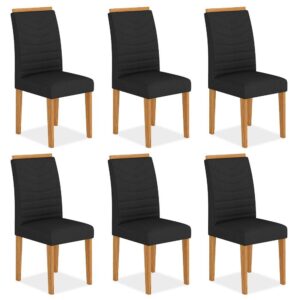 Kit 6 Cadeiras Estofadas Lima Cinamomo/preto - Móveis Arapongas