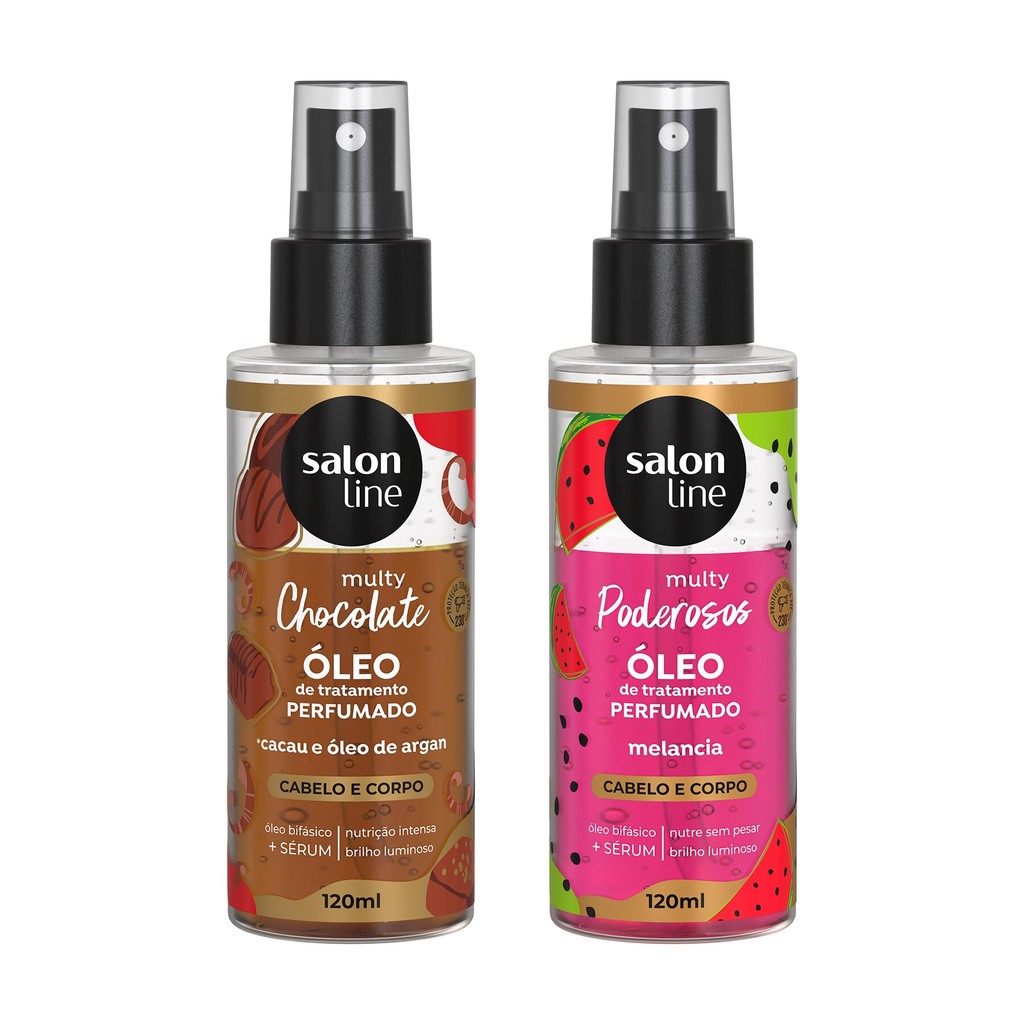 Kit ?leos Perfumados Chocolate e Melancia - Cabelo, Corpo e Pele 1 Kit Óleos Perfumados Chocolate e Melancia Multy