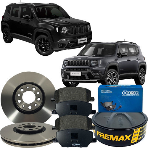 Kit Disco e Pastilha de Freio Dianteiro Toro Renegade Compass 1 Jogo Disco Pastilha Freio Dianteira Toro Renegade Compass