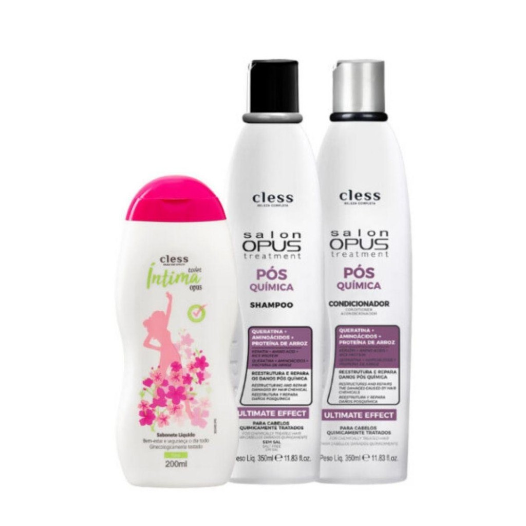 Kit Salon Opus P?s Qu?mica: Shampoo, Condicionador e Sabonete ?ntimo 1 Kit Salon Opus Pós Química 3pc (Sh 350ml + Cond 350ml + Sab Int 200ml)