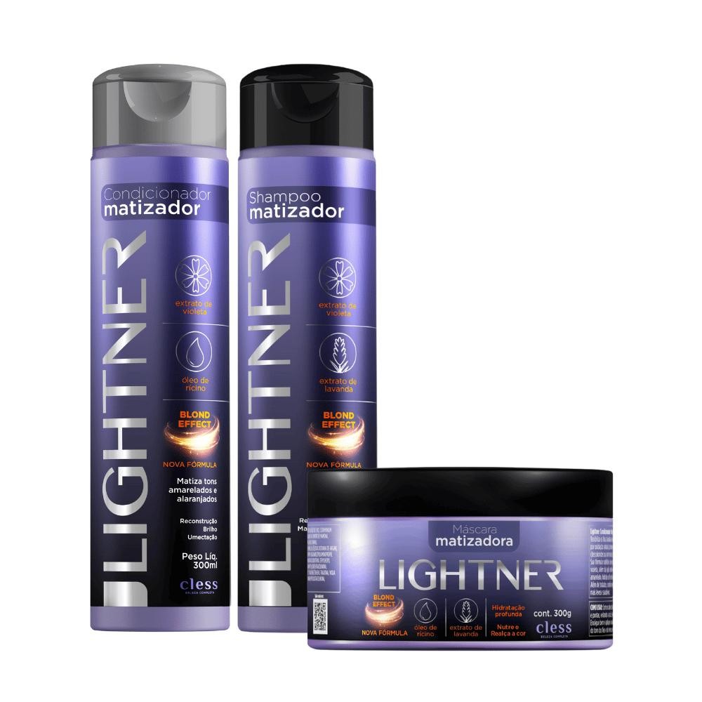 Kit Matizador Lightner: Loira Prateada e Radiante 1 Kit matização completa Shampoo Condicionador e Mascara Lightner