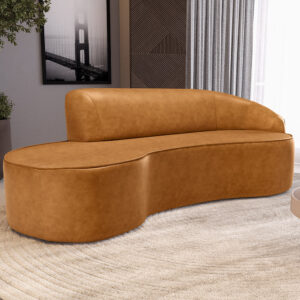 Sofá 4 Lugares Curvo Sala de Estar Living Firenze Direito D02 Couríssimo Whisky 280 cm B-90 - Lyam