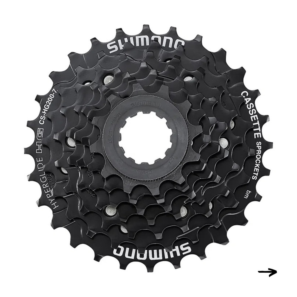 Cassete Shimano Tourney CS-HG200 7V 12-28D Preto Original 1 CASSETE 7V SHIMANO CS-HG200 12/28D - PRETO