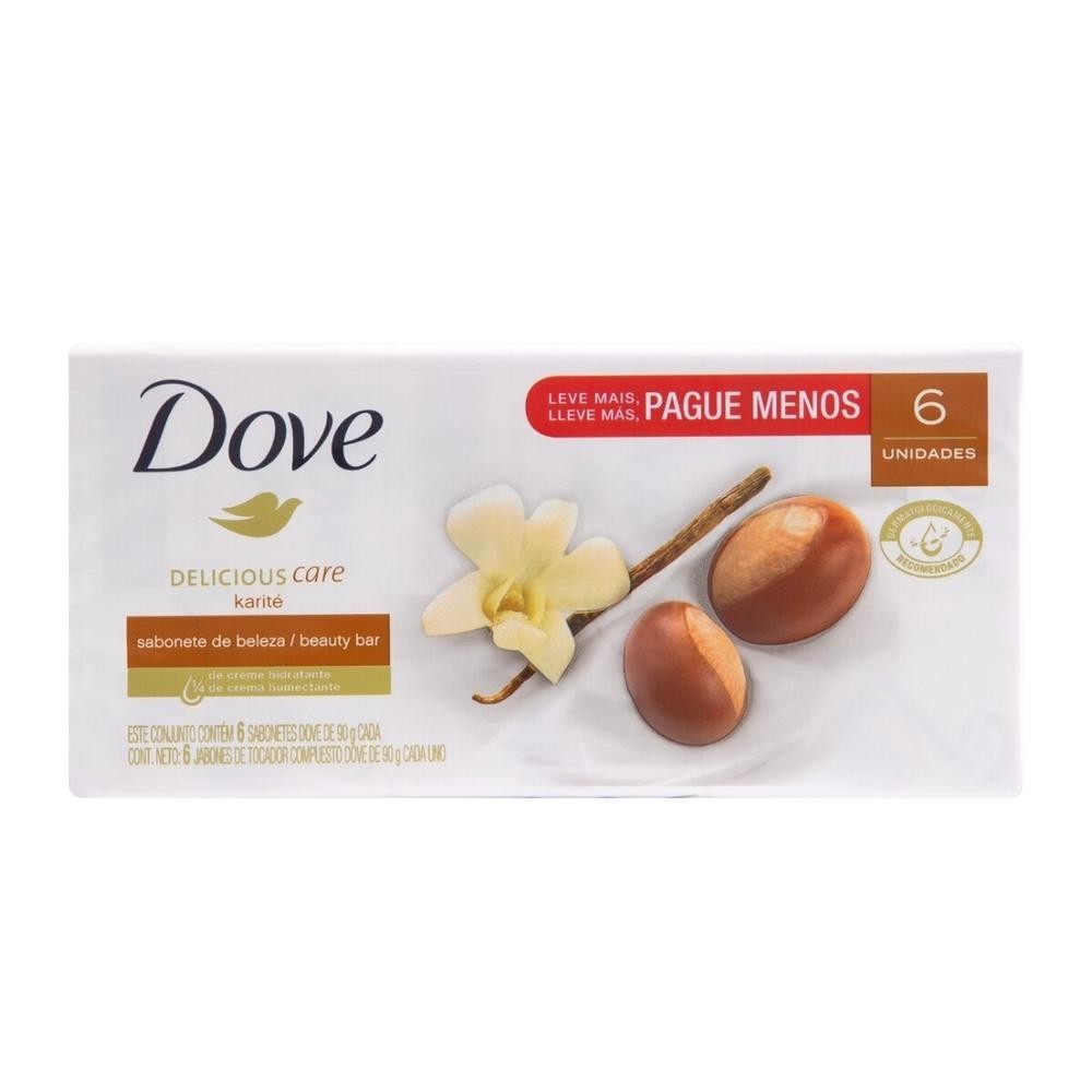 Sabonete Dove Delicious Care Karit? 90g - Kit com 6 Unidades 1 Sabonete em Barra Dove Delicious Care Karite 90g 6 Unidades Leve mais Pague menos