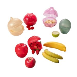 Kit 7 Potes Porta Metades Frutas Legumes Maçã Morango Banana Alho Cebola Limão Tomate Plástico Plasútil
