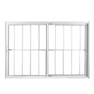 Janela de Alumínio de Correr 100x100cm 2 Folhas com Grade e Vidro Mini Boreal Linha Soft Mgm 100cm x 100cm