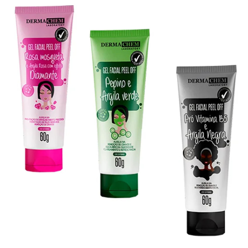 Gel Facial Peel Off Dermachem - Limpeza Profunda e Revitalização 1 Gel Facial Dermachem Peel Off