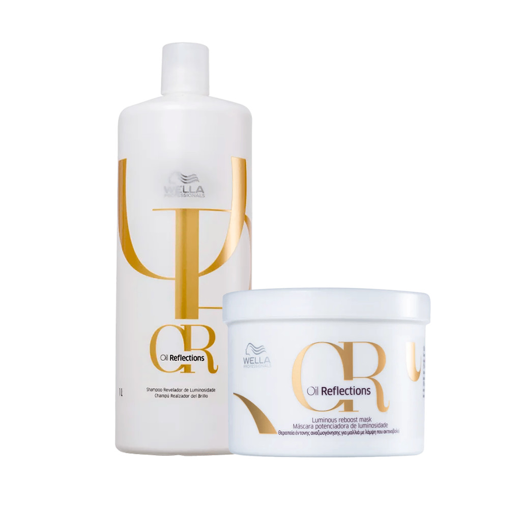 Kit Wella Oil Reflections: Shampoo 1L + Máscara 500ml 1 Kit Shampoo 1L e Máscara 500ml Oil Reflections- Wella
