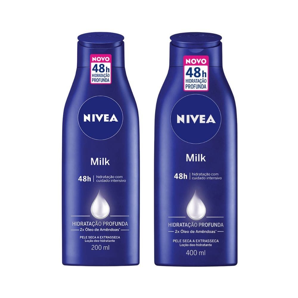 Kit Loção Nivea Milk Pele Extra Seca - Hidratação Profunda e Sensível 1 Kit Loção Nivea Milk