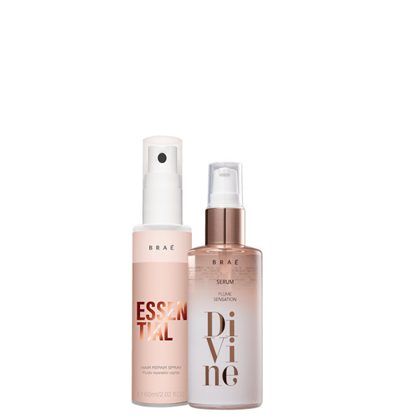 Braé Essential e Divine: Kit Mini Reparação e Brilho 1 Braé MINI Essential e Serum Reparador Divine 60ml