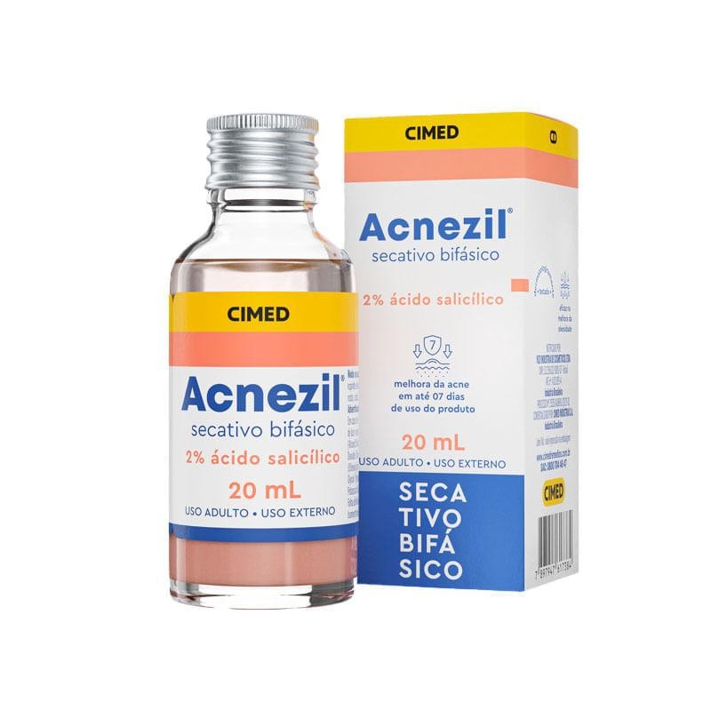 Secativo Bif?sico Acnezil 20ml: Controle de Acne e Oleosidade 1 Secativo Bifásico Acnezil 20ml