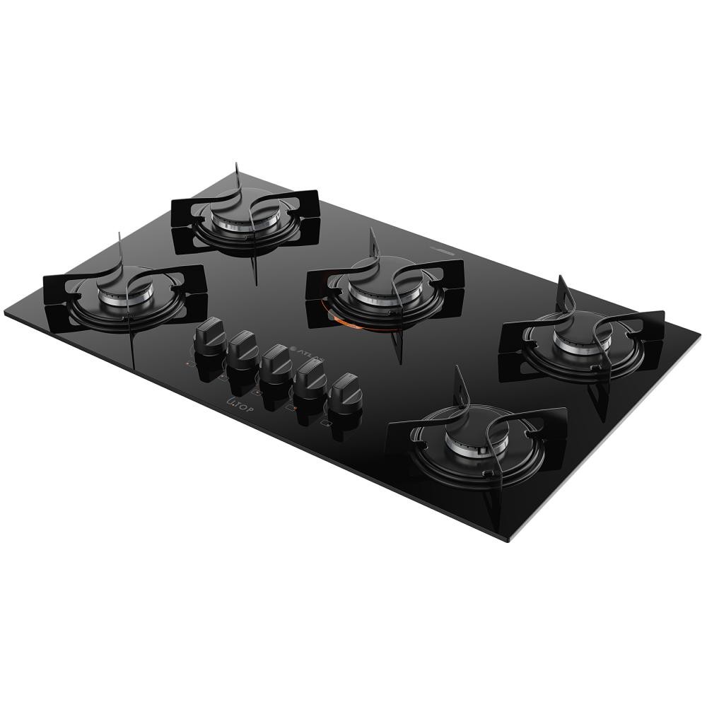 Cooktop Atlas U Top 5 Bocas Mesa de Vidro Preto Bivolt 1 Cooktop Atlas U Top 5 Bocas Mesa de Vidro Preto Bivolt