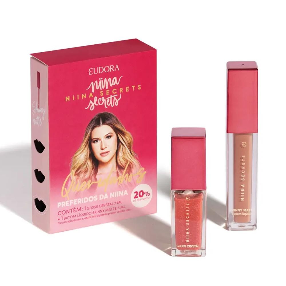 Kit Batom L?quido Matte + Gloss Eudora Niina 1 Kit Eudora Niina Secrets Queridinhos Batom Líquido Matte + Gloss Crystal