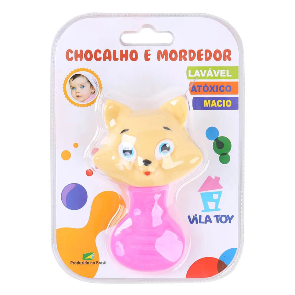 Mordedor e Chocalho Beb? Vila Toy Gata Rosa At?xico 1 Mordedor e Chocalho Bebê Vila Toy Gata Rosa Atóxico