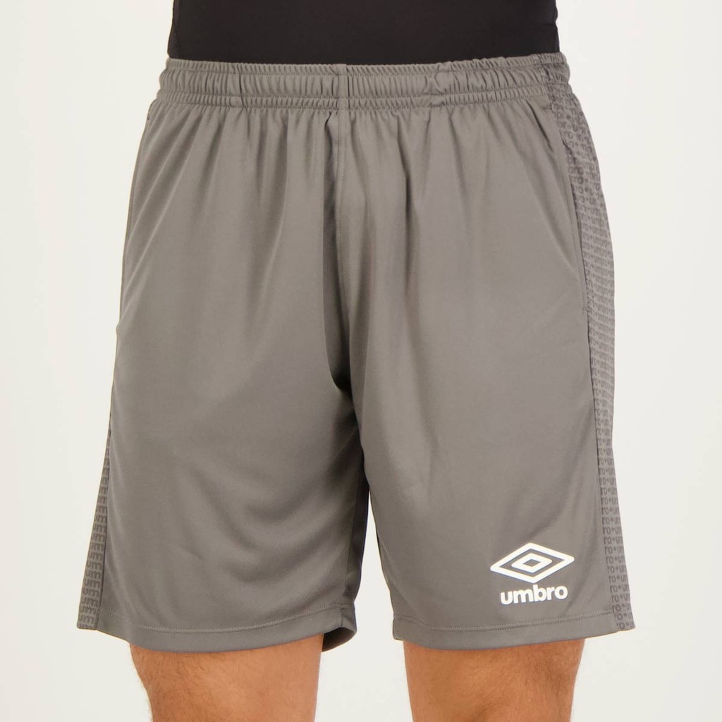 Calção de Futebol Umbro Maximum Diamond com Bolso - Cinza 1 Calção Umbro Maximum Diamond Com Bolso Cinza