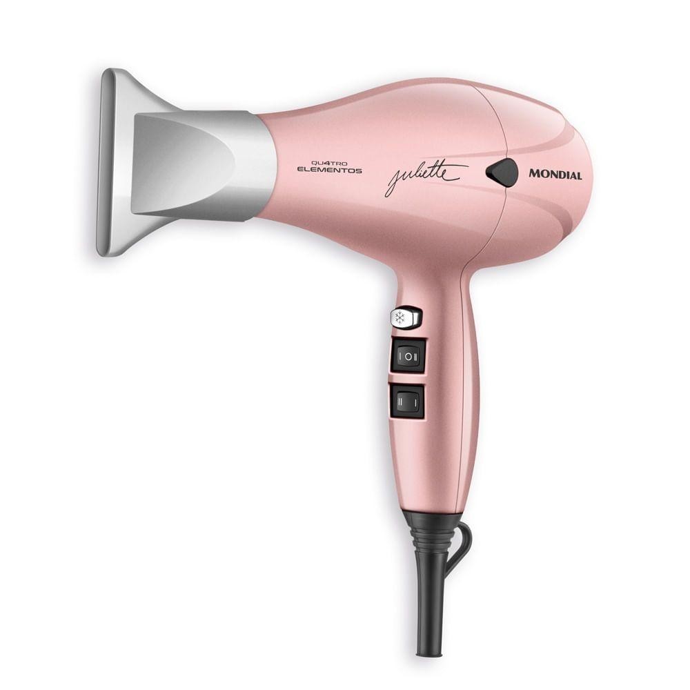 Secador de Cabelo Juliette Mondial Golden Rose 2000W - 2 Velocidades, Nano Silver 1 Secador De Cabelo By Juliette Mondial Golden Rose 220V