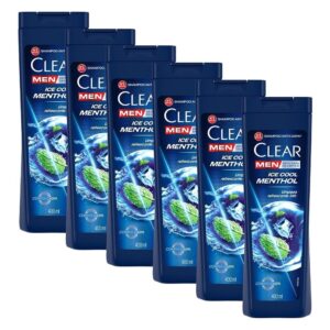 Kit 6 Shampoos Clear Men Anticaspa Ice Cool Menthol 400ml