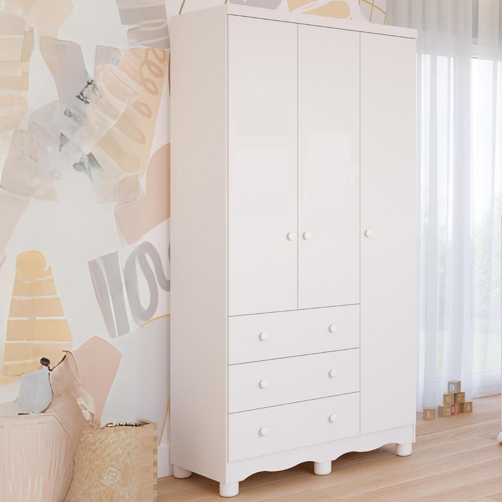 Guarda Roupa Infantil Junior 100% MDF 3 Portas e 3 Gavetas 1 Guarda Roupa Infantil Junior 100% MDF 3 Portas 3 Gavetas