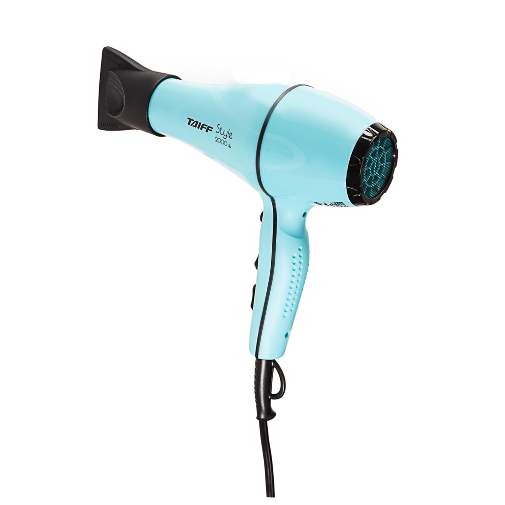 Secador Taiff Style Azul Tiffany com Difusor | Taiff 1 Secador de cabelo Taiff Style Azul Tiffany com difusor e bico concentrador, exibindo seu design moderno e cor vibrante, pronto para uso profissional ou doméstico.