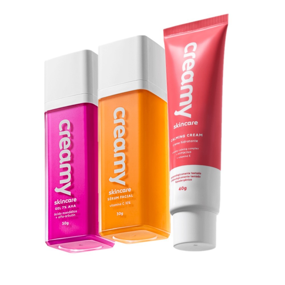 Kit Creamy Skincare Vitamina C Mand?lico Hidratante Calming Cream - 3 Produtos 1 Kit Creamy Skincare Vitamina C Mandélico Hidratante Calming Cream (3 produtos)