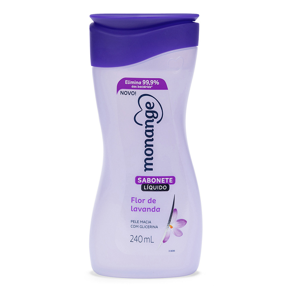 Sabonete Líquido Monange Lavanda 240ml | Pele Macia e Perfumada 1 Sabonete Líquido Monange Flor de Lavanda 240ml