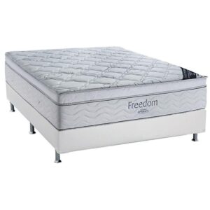 Conjunto Box Casal: Colchão Molas Ortobom Super Pocket Freedom Visco + Base CRC Courano White(138x188)