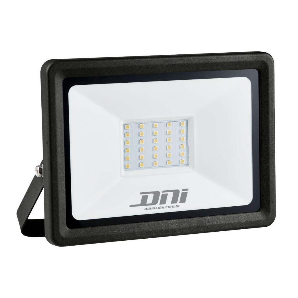 Refletor Holofote LED 10W Branco Quente Bivolt DNI 6064 IP66 1 Refletor Holofote LED Branco Quente 10W - DNI 6064