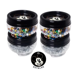 Kit 4 Organizadores Mickey Preto Empilháveis Gire Trave Plasútil