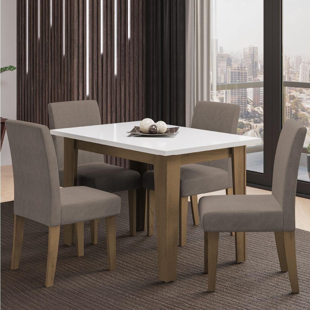 Conjunto Mesa de Jantar Miami 1,20m com 4 Cadeiras Trieste 1 Conjunto de Mesa Sala de Jantar Miami 4 Cadeiras Trieste