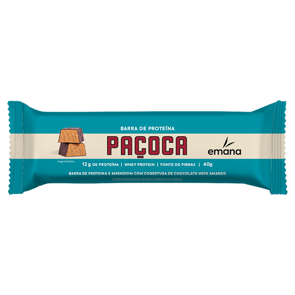 Barra de Prote?na Emana Sabor Pa?oca 40g - 12g Prote?na 1 Emana Barra de Proteína 12g de Proteína Sabor Paçoca - 40g