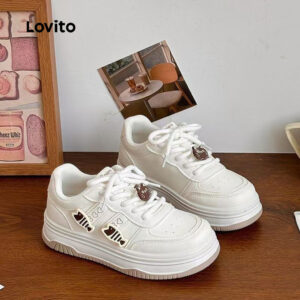 (Trendy) Lovito Esporte simples bonito sola grossa tênis para mulher LFA76332