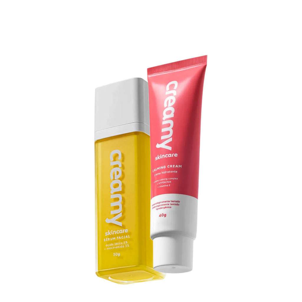 Kit Creamy: ?cido L?tico + Calming Cream - Pele Radiante 1 Kit Creamy Ácido Lático Sérum Facial e Calming Cream Hidratante Facial (2 produtos)