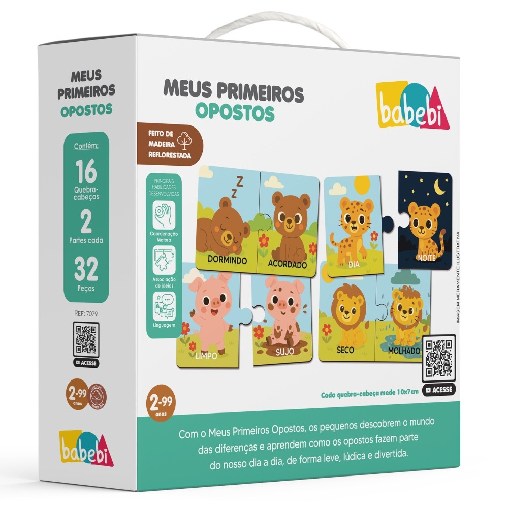 Quebra-Cabe?a Educativo Meus Primeiros Opostos Babebi em Madeira 1 QUEBRA CABEÇA MEUS PRIMEIROS OPOSTOS MADEIRA BABEBI BRINQUEDO ANIMAIS JOGO EDUCATIVO MDF INFANTIL