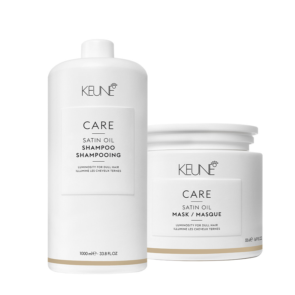 Keune Care Satin Oil Shampoo e M?scara: Cabelos Irresist?veis, Macios e Radiantes 1 Kit Keune Care Satin Oil Shampoo e Máscara (2 Produtos)