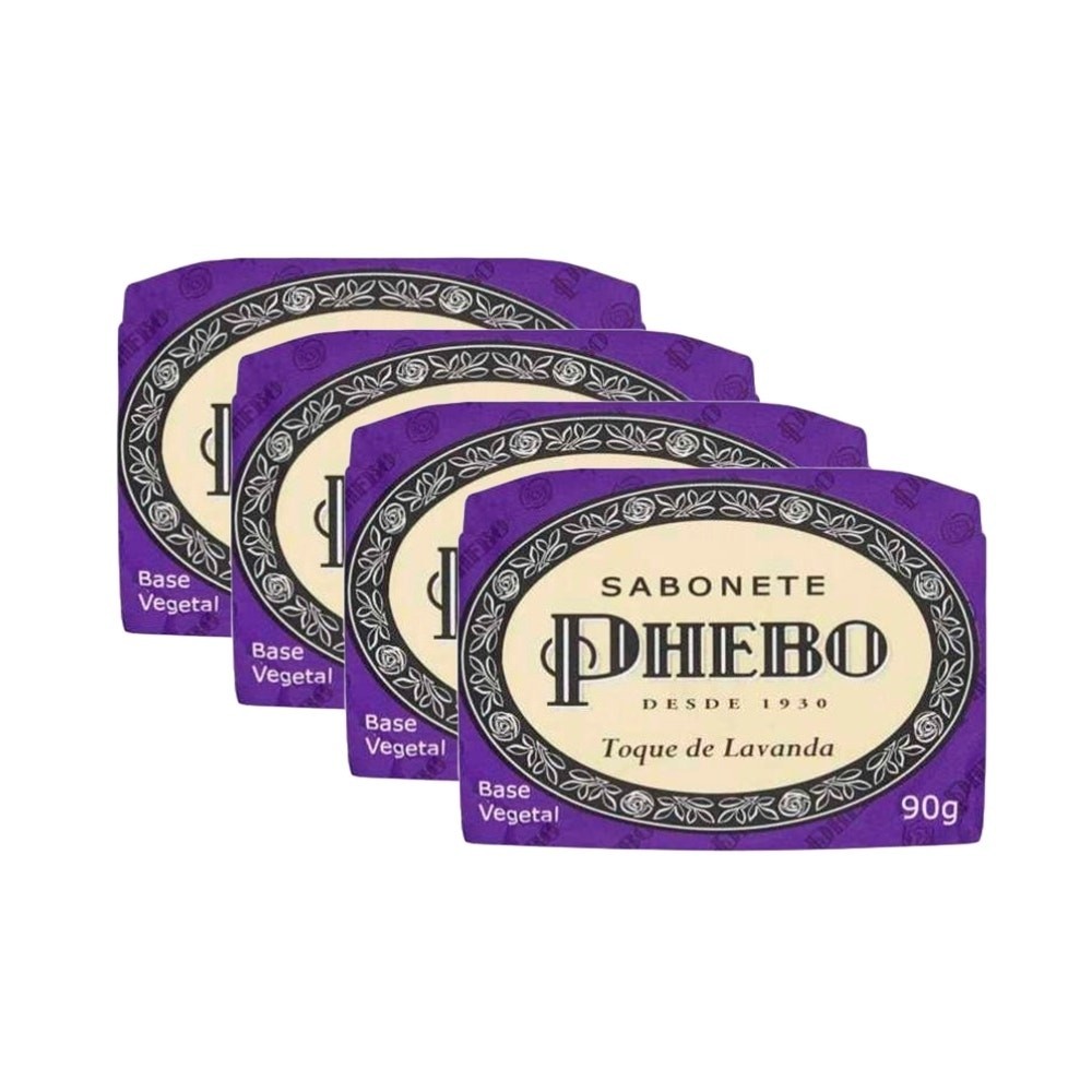 Kit 4 Sabonetes Phebo Lavanda 90g - Hidrata??o e Perfume 1 Kit Sabonete Phebo Toque de Lavanda 90g c/4un