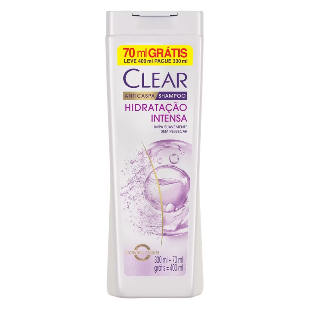 Shampoo Anticaspa Clear Hidrata??o Intensa Feminino 400ml 1 SHAMPOO ANTICASPA CLEAR HIDRATAÇÃO INTENSA FEMININO 400ML