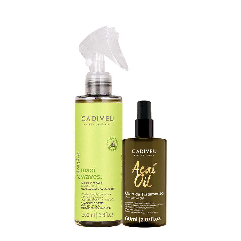 Kit Cadiveu Maxi Ondas e A?a? Oil - Cachos Definidos e Nutri??o 1 Kit Cadiveu Professional Essentials Maxi Ondas e Açaí Oil 60 (2 produtos)