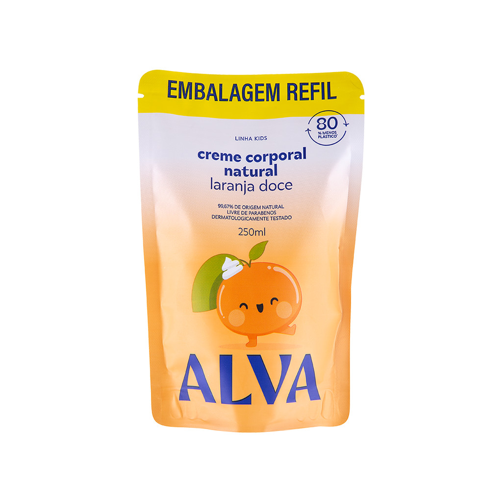 Refil Creme Corporal Infantil Laranja Doce & 1 Refil Creme Corporal Infantil Laranja Doce & Baunilha 250ml Alva