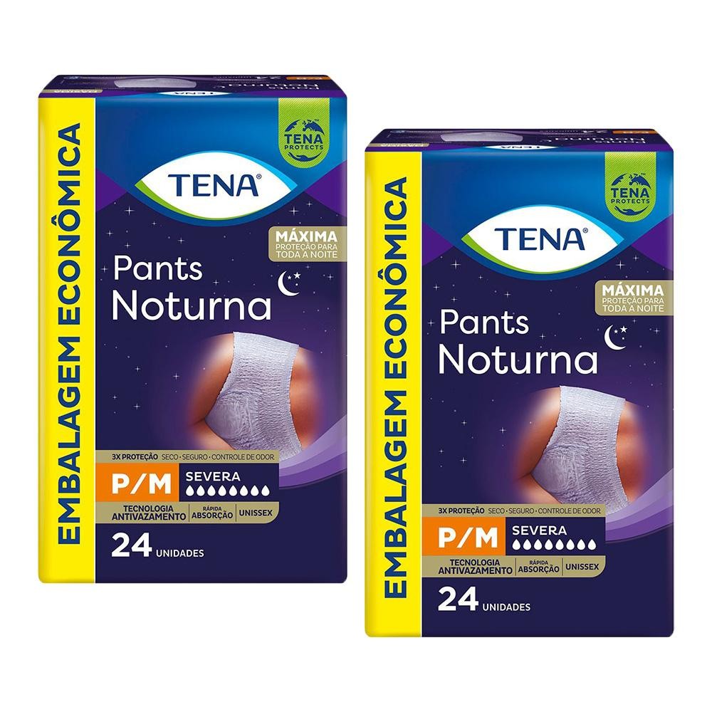 Kit 2 Tena Pants Noturna P/M - 48 Unidades de Prote??o 1 Kit 2 Roupas Íntimas Tena Pants Noturna P/M com 24un
