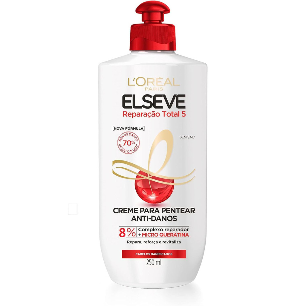Creme para Pentear Elseve Repara??o Total 5 - 250ml 1 CREME PARA PENTEAR ELSEVE REPARAÇÃO TOTAL 5 ANTI-DANOS 250ML